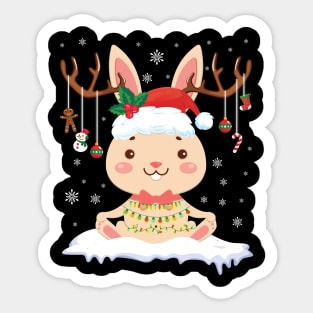 Bunny Reindeer Santa Noel Costume Dancing On Snow Merry Xmas Sticker